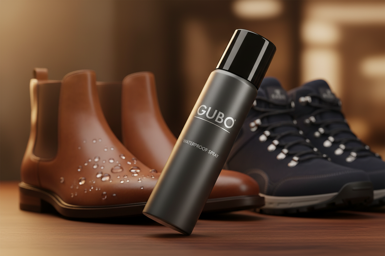 ürünün üstünde marka adı olarak GUBO yazsın ve altında waterproof spray yazsın 